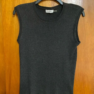 Calvin Klein Women’s Heather Gray Ribbed Knit Sleeveless Tank Top, Size Small